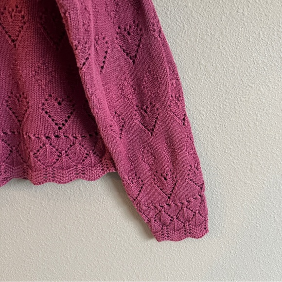 Vintage Pink Paris Sport Club Cotton Ramie Hearts Sweater - Picture 3 of 13